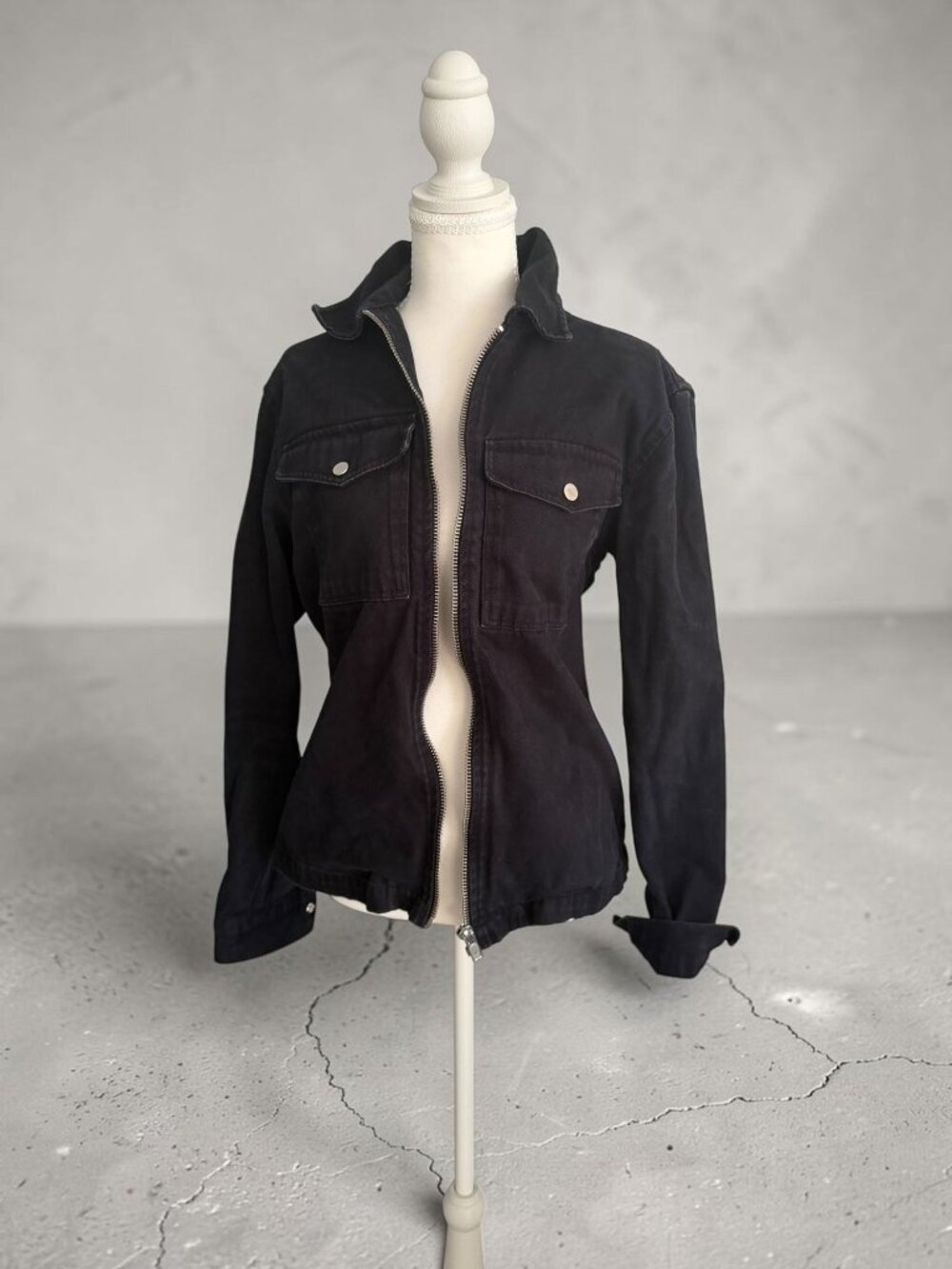 RIVER ISLAND Black Denim Jacket Size Small